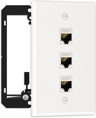 FGB 1-Pack Shielded Cat7 Ethernet Wall Plate, 3-Port Keystone