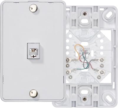 Leviton Telephone Wall Jack, 6P4C, Screw Terminal, 40214-W, White
