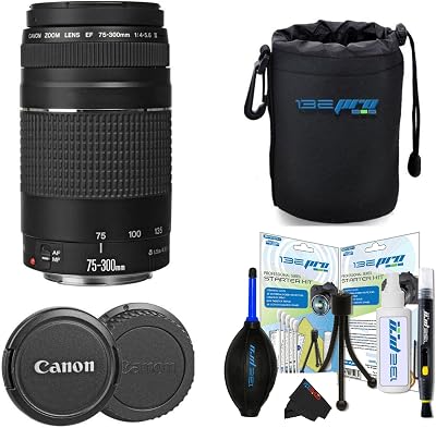 Canon EF 75-300mm f/4-5.6 III Telephoto Zoom Lens for Canon SLR Cameras (Renewed) (Lens w/PIXIBYTES Travel Bundle)