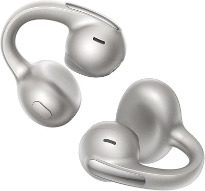 Baseus Bowie MC1 Pro Open Ear Clip-On Headphones, Hi-Res LDAC & HiFi4 Acoustic Sound, 5g Ultra-Lightweight Comfort, SuperBass 2.0, DNN 4-Mic AI Clear Calls, IP67 Waterproof, Bluetooth 6.0 (Titanium)