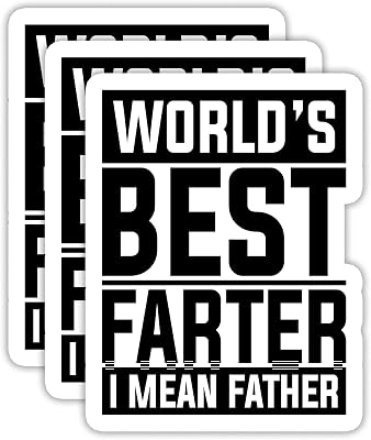 (3PCS) Funny Dad Stickers - World's Best Farter I Mean Father - Waterproof Vinyl Decals for Laptops, Tumblers, Scrapbooks, Water Bottles, Father's Day Gift for Father, Dad, Papa - 3" x 2.2"
