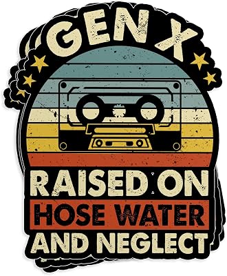 (3Pcs-3") Gen X Raised On Hose Water and Neglect Stickers - Childhood Trauma Humor Waterproof Die-Cut Vinyl Decl for Laptop, Water Bottle, Cars, Tumbler Sticker Gifts for Her Him 3 Inches