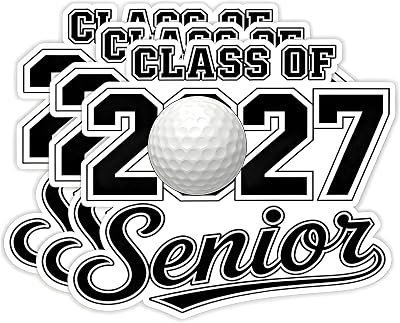 (3 Pcs) Class of 2027 Stickers - Senior Graduation Decoration Sticker Vinyl Decal Waterproof - Gift for Graduates (Golf, 3" x 2.7" (3 Pack))