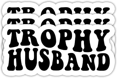 (3PCS) Trophy Husband Sticker – Funny Hubby Dad Joke Groom Humor Vinyl Decal for Men, Marriage Humor Men’s Saying, Waterproof Stickers for Laptop Water Bottle Scrapbook, Fun Gift for Husband 3" x 1.2"