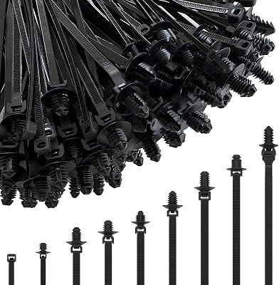 260Pcs Push Mount Cable Zip Tie,Nylon Self Locking Cable Strap,9 Most Popular Sizes,Heavy Duty Nylon Push Mount Self Locking UV Resistant Assortment For Indoor,Construction,Electronic and Auto