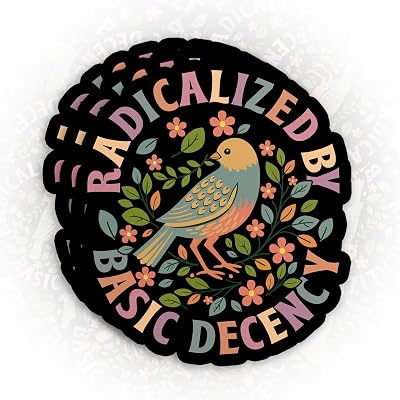 (3Pcs-3") Radicalized By Basic Decency Sticker Political Protest Equality Activist Feminist Human Rights Waterproof Die-Cut Vinyl Sticker for Laptop Water Bottle Tumbler Kindle Decal Gift 3 Inches