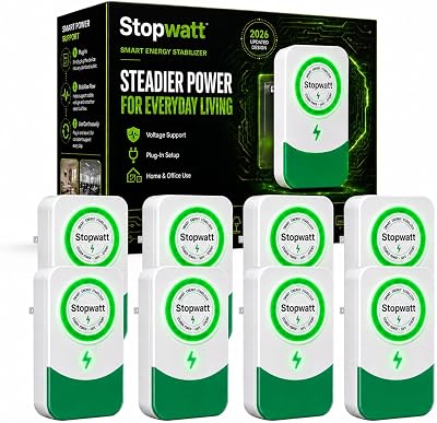 Stopwatt 8Pack Plug-in Voltage Protector for Home Appliance, Electricity Saving Box, Surge Protection & Brownout Protection Device, Household Electronics Safe Guard