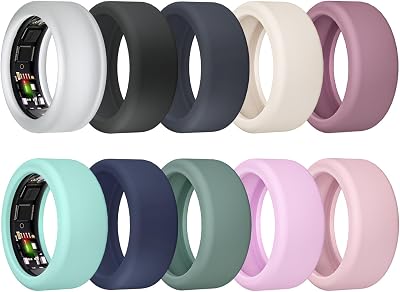10Pack Ring Cover for ULTRAHUMAN Ring AIR, Elastic Silicone Ring Protector Working Out Accessories Men Women (All 10 Colors-3, S (6/7/8/9/10))