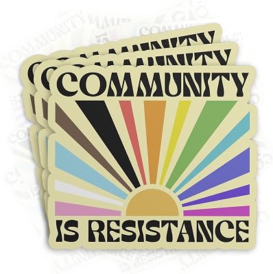 (3Pcs-3") Community is Resistance Sticker LGBTQIA Trans Rights Stickers Leftist Transgender Waterproof Die-Cut Vinyl Sticker for Kindle Laptop Water Bottle Hard Hat Funny Decal Gifts 3 Inches