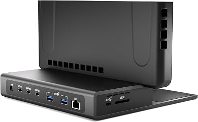 Brydge ProDock Trio TB5 MacBook Docking Station, Triple 4K 144Hz | Vertical Thunderbolt 5 Dock for MacBook Pro 14/16 & Air 13/15 | 11 Ports, 140W, Dual 8K | Space Black | Air 13-inch Sleeve