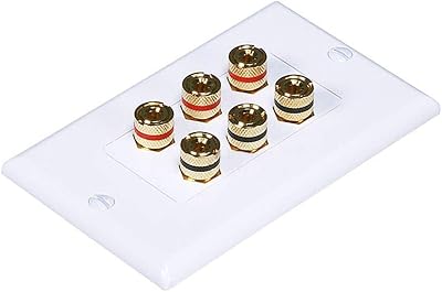 Monoprice 103538 Banana Binding Post Two-Piece Inset Wall Plate for 3 Speakers, Single PCS