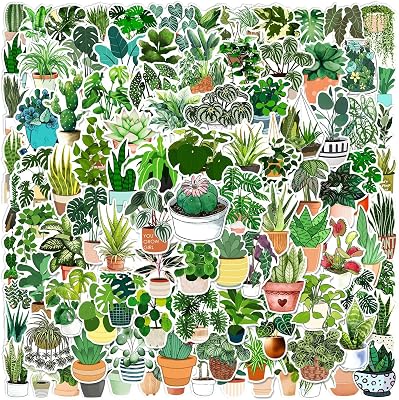 100Pcs Green Plant Stickers Nature Botanical Vinyl Stickers (Bonsai)