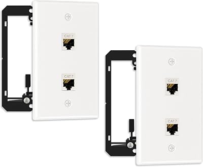 FGB 2-Pack Shielded Cat7 Ethernet Wall Plate, 2-Port Keystone