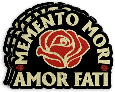 (3Pcs-3") Stoicism Quote Amor Fati Sticker Memento Mori Amor Fati Vintage Rose Waterproof Die-Cut Vinyl Sticker for Laptop Water Bottle Hard Hat Decal Birthday Gifts for Her Him 3 Inches