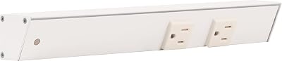 Task Lighting APT Angled Power Strip 12 inch Left, 2 Receptacles, White