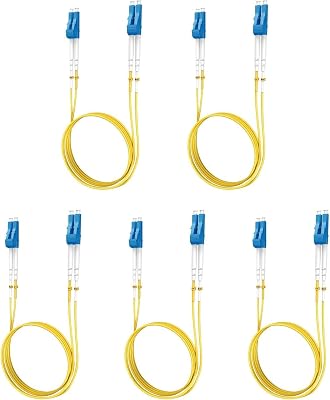 Yonwide 5 Packs Single Mode Fiber Optic Cable - 10m (32.8 ft) Lc to Lc, OS2, LSZH, Yellow SMF