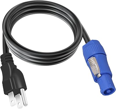 Yubunt 3-Prong NEMA 5-15P to PowerCON Cable 20A 3 Pin PowerCon Input Connector to NEMA 5-15P Connector Cord 16AWG for Outdoor Stage Light LED Screen-1.2M/3.9FT