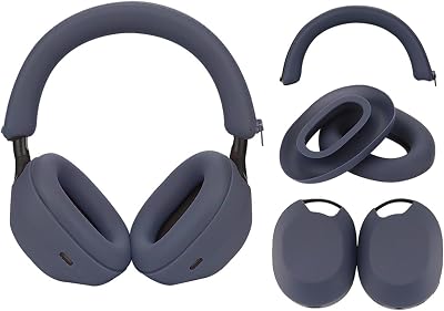 Adhiper Silicone Sweat Case Cover for Sony WH-1000XM5 Headphones,Embody Headphone Case Covers for Earpads/Headband/Shell, Sweatproof Soft Silicone Accessories(Blue)