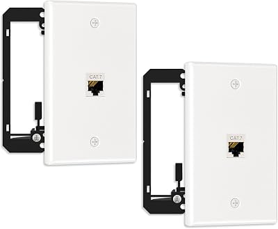 FGB 2-Pack Shielded Cat7 Ethernet Wall Plate, 1-Port Keystone+Bracket