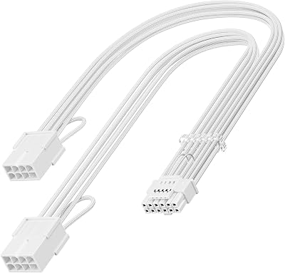 Fasgear 12V-2x6 Adapter Extension Cable, 12VHPWR, PCIE 5.1, White