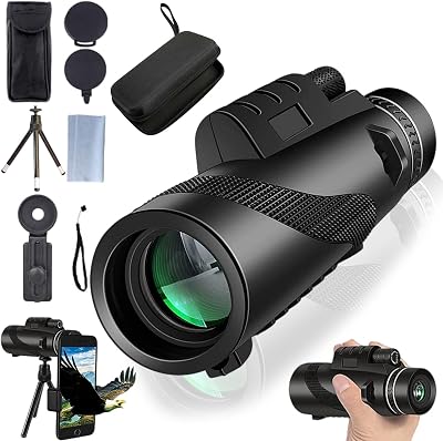 Stscope360 Monocular, Stethoscope 360 Monocular Set High Powered, Portable Hd Night Vision STS Scope 360 for Bird Watching Hunting Hiking Camping with Phone Adapter & Tripod (Black,10x42)