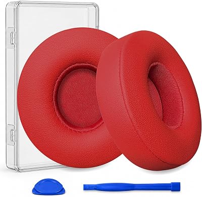 Replacement Ear Pads for Beats Solo 2 & Solo 3 Wired & Wireless Headphones, Ear Cushions, Ear Cups Cover Repair Parts (Red)