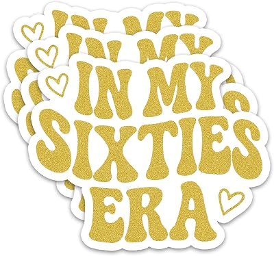 (3PCS) in My Sixties Era Sticker, 60th Birthday Stickers, 60 Years Vinyl Decal for Water Bottle Journal Phone Case Scrapbook Laptop, Waterproof 3" x 2"