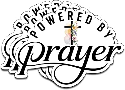 ALODTRA (3PCS) Powered by Prayer Vinyl Sticker Pack Durable Waterproof Stickers for Laptop Water Bottle Car Bumper Phone Case