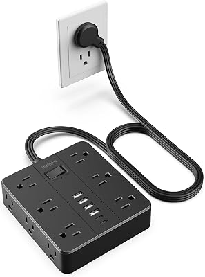 Power Strip Extension Cord, 15Ft Power Strip with USB