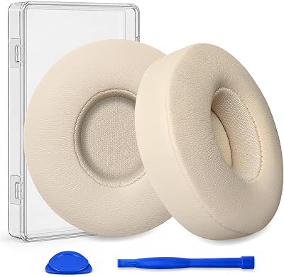Replacement Ear Pads for Beats Solo 2 & Solo 3 Wired & Wireless Headphones, Ear Cushions, Ear Cups Cover Repair Parts (Satin Gold)