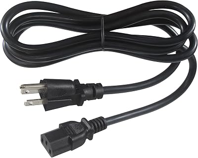 KUNCAN 6Ft Computer Power Cord - Universal PC Power Supply Cord, Standard NEMA 5-15P to IEC C13, SVT 18AWG/3C, 125V 10A, 3 Prong Monitor AC Power Cable for Electronics, TV, Printer, Projector, Radio