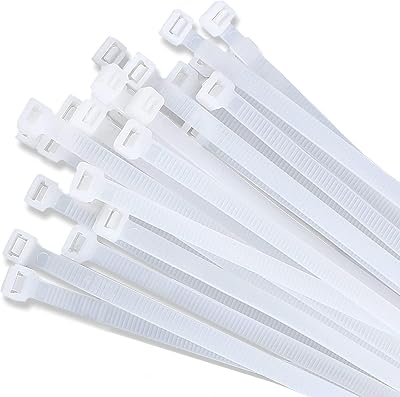Zip ties 16 inch 100 pieces White Cable ties wraps 60 Pounds Tensile