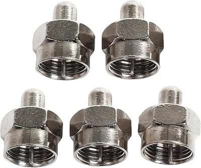 EZYUMM 5-Pack Coax Cap Cover - 75 Ohm Terminator for Splitter, AMP, Coaxial Cable, TV Antenna & Wall Plates (F Type, Brass Connectors)
