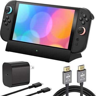 Switch 2 Dock,TV Docking Station with 4K HD Adapter/USB 3.0 Port/USB-C Port,Includes 20V/3A Power Adapter and Cable