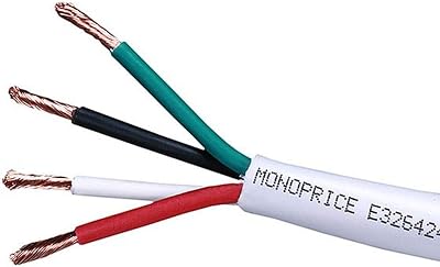 Monoprice Rated Speaker Wire - CL2 Rated, 4-Conductor, Jacketed In PVC, 14AWG, 250 Feet, White - Access Series