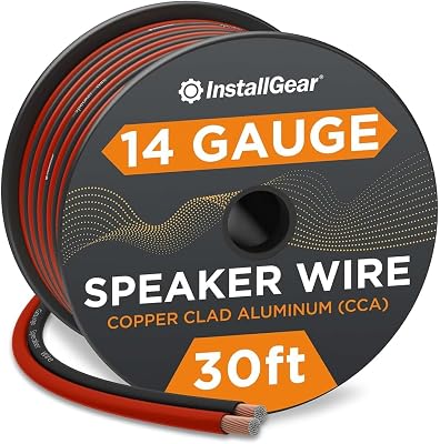 InstallGear 14 Gauge Speaker Wire, 30 Ft, Red and Black