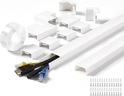 220in Wall Cord Hider Kit, LZEOY Large Capacity Wire Hider for Cords, White Cable Cover Wall Kit, Paintable Hide TV Cords for Wall Mount TV, Cable Concealer Cable Channel: 14 x L15.7in W1.18 H0.63in