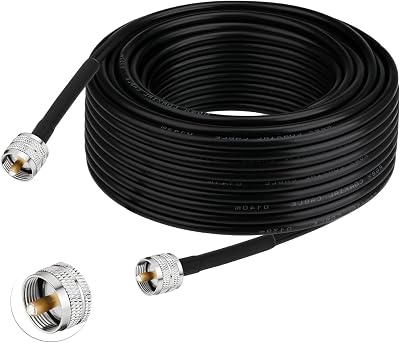 Superbat RG8x Coaxial Cable, CB Coax Cable 75ft UHF PL259 Male to Male Low Loss CB Antenna Cables 50 Ohm for HAM Radio, Antenna Analyzer