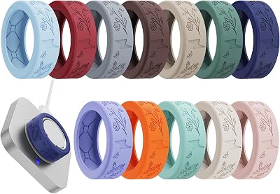 YWXTW Floral Cover for Oura Ring 5, Charging Without Removal, Anti-Scratch Silicone Ring Protector, Fancy Cute Oura 5 Accessories for Women/Men, 12 Pack (Multicolor, L)