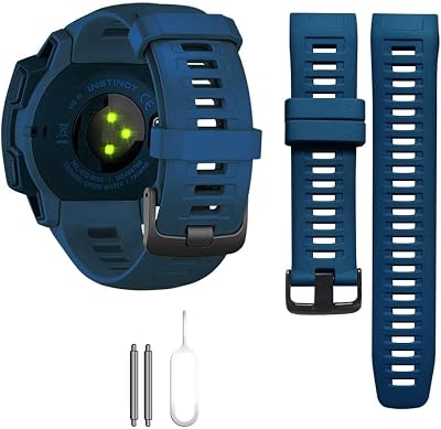 Threeeggs for Garmin Instinct Watch Band, 22mm Silicone Strap for Instinct 2 / Esports/Solar/Tide/Tactical Smartwatch, Comfortable, Waterproof, Soft and Durable Watch Bands (Dark Blue)