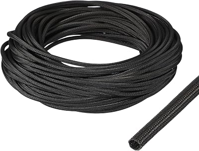 uxcell Insulation Cable Protector 4mm/0.16 Inch-20m/66 Feet Black