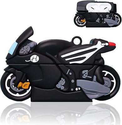 Yatchen Unique Case for AirPods Pro,Cute 3D Cartoon 3D Cartoon Motociclo Cover Kawaii Cool Soft Silicone Protector with Keychain Shockproof Charging Case for AirPods Pro