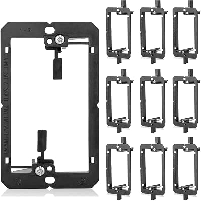 10 Pack Wallboard Mounting Bracket Low Voltage Wall Plate Drywall 1 Gang 2 Gypsum Board Cables Pass Through Outlet Telephone Wires HDMI Coaxial Speaker Black Media Hider Tool Cord recessed