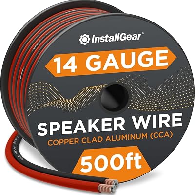 InstallGear 14 Gauge Speaker Wire 500 ft - CCA Cable for Car Audio and Home Theater - Soft Touch PVC Jacket - Easy Polarity ID - Surround Sound and Stereo Use - Black and Red