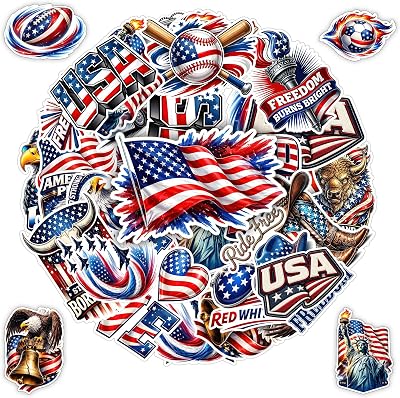 BETANAS 30 PCS USA Patriotic Stickers Pack, American Flag Independence Day