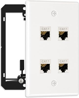 FGB 1-Pack Shielded Cat7 Ethernet Wall Plate, 4-Port Keystone