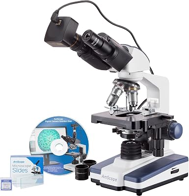 AmScope B120C-50P100S-18M3 2500X LED Binocular Compound Microscope