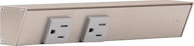 Task Lighting APT Angled Power Strip 9 inch Right, 2 Receptacles, Satin Nickel