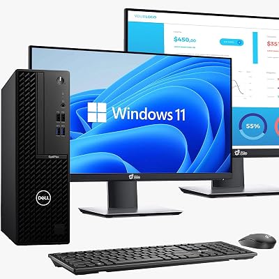 Dell OptiPlex SFF Desktop PC | Intel Core i5-10th Gen | 16GB DDR4 RAM | 256GB SSD | Dual 22" Monitor | Wireless Keyboard Mouse | Built-in WiFi | Business Office Computer | Windows 11 Pro (Renewed)