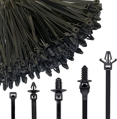 160Pcs Universal Nylon Push Mount Cable Zip Tie, Self Locking Cable Strap,Heavy Duty Nylon Push Mount Self Locking UV Resistant,5 Most Popular Sizes,for Indoor Wire Tying Construction Auto ect